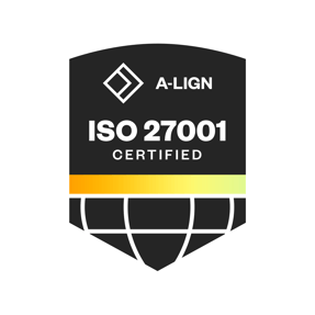 ISO/IEC 27001 certification badge issued by A-LIGN