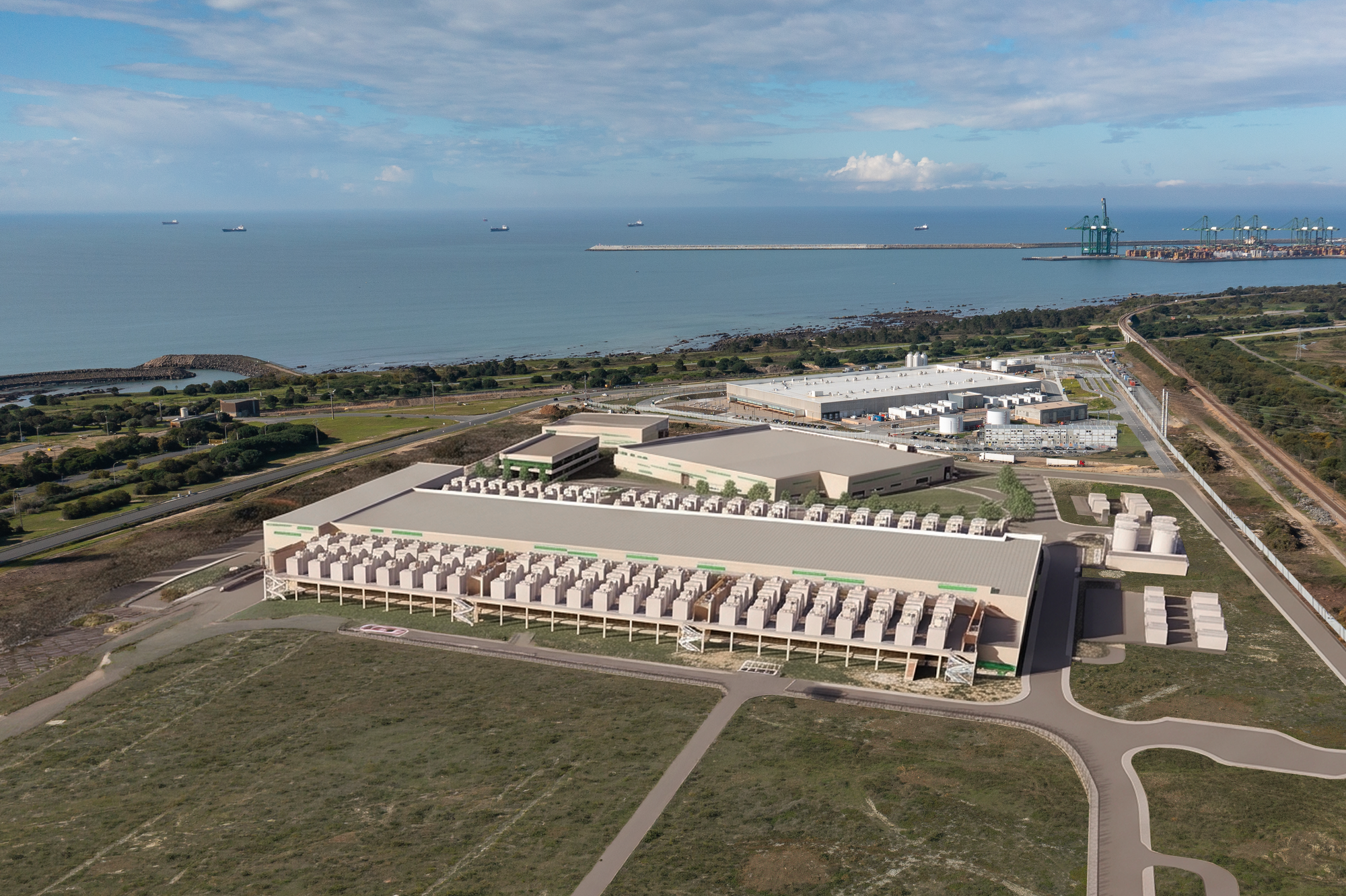 Render of the campus from the coast